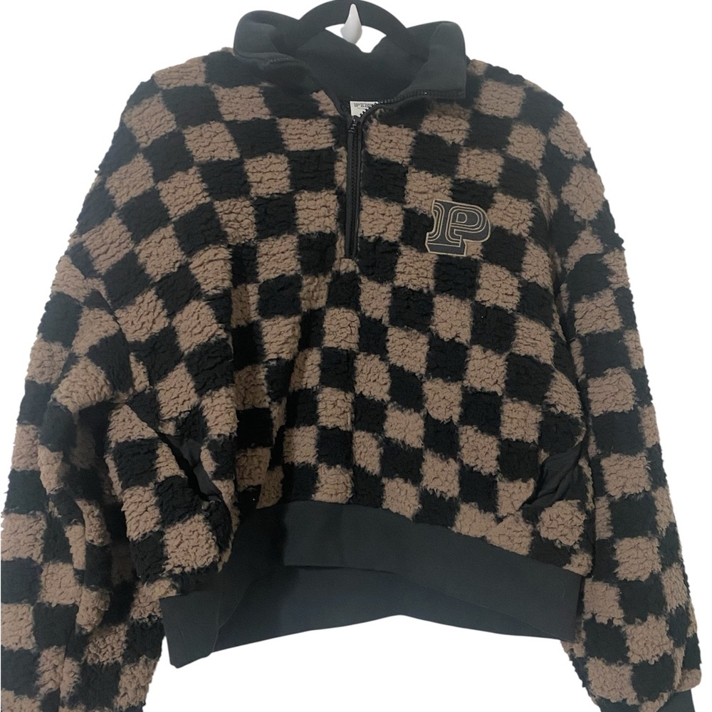 PINK Victoria's Secret Black and Brown Checkered Sweater and leggings set - Picture 2 of 8